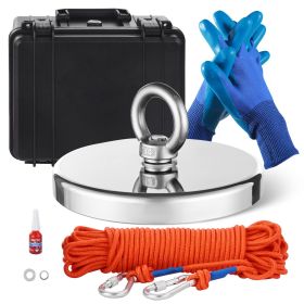 2000 LBS Strong Fishing Magnet Kit Single Sided Pull Force and Rope Carabiner