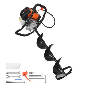 Gas Powered Ice Auger, 52CC 2-Stroke Ice Fishing Augers with 8" Steel Drill Bit, Cold-Resistant & Portable Post Hole Digger