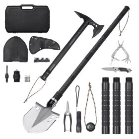 Survival Shovel Survival Axe, 28-in-1 Camping Folding Shovels with Hatchet, Stainless Steel Tactical Shovel Hatchet Combo